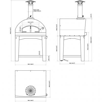 39" Fontana Forni Mangiafuoco Countertop Pizza Oven in Grey - CA-FTMF-A