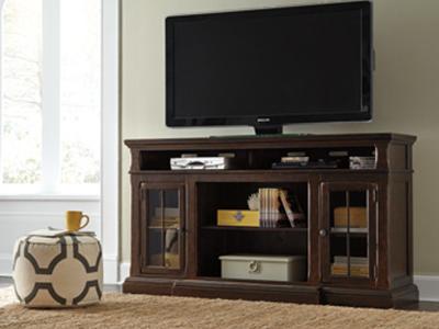 Signature Design by Ashley Roddinton XL TV Stand w/Fireplace Option in Dark Brown - W701-88