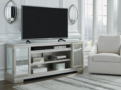 Signature Design by Ashley Flamory LG TV Stand w/Fireplace Option Silver - W910-68