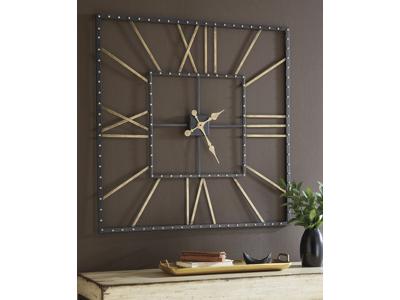 Signature Design by Ashley Thames Wall Clock A8010112 Black/Gold Finish