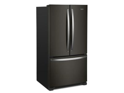 36" Whirlpool French Door Bottom Mount Refrigerator in FingerPrint Resistant Black Stainless Steel - WRFF3236RV